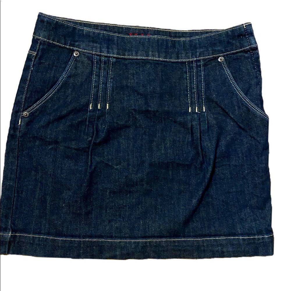 Elle Denim Skirt - 4 dark denim , side zip.  Cotton spandex - Picture 5 of 5